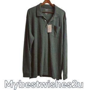Croft & Barrow Shirt Mens Size XXL Extra X-large Forest Green Long Sleeve Polo